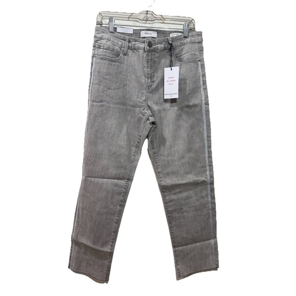 Skinnygirl Celeste Straight Ankle Raw Hem Jeans Gray Glitter Stripe Size 30/10 - Picture 2 of 9